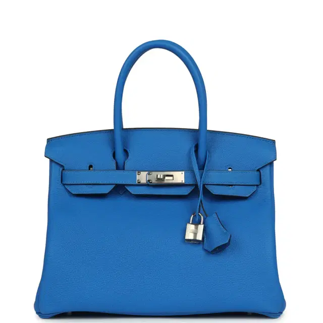 HERMÈS Hermes Birkin 30 Bleu Hydra Togo Palladium Hardware