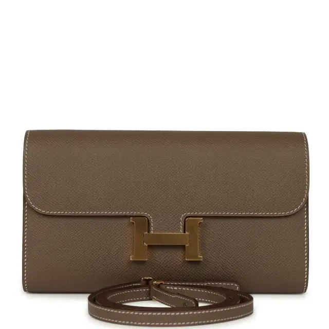HERMÈS Hermes Constance Wallet To Go Etain Epsom Gold Hardware