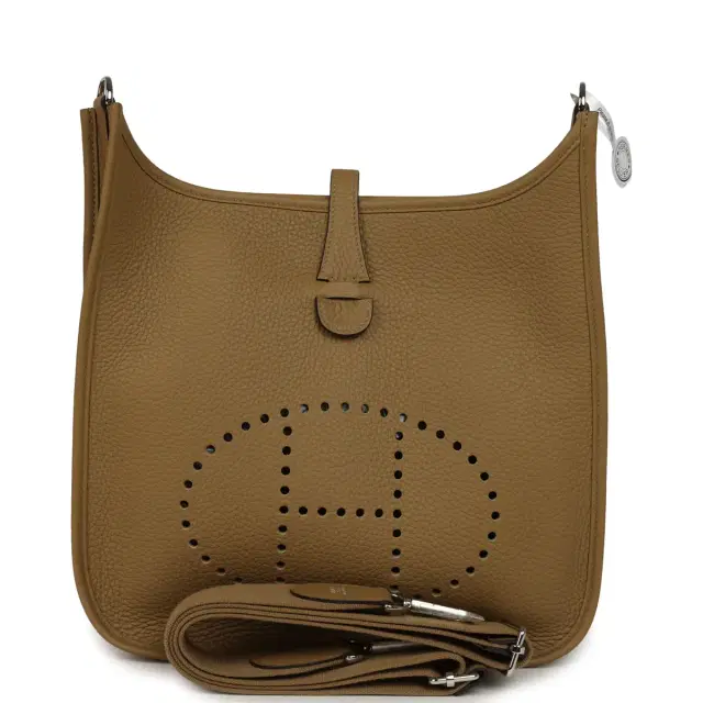 HERMÈS Hermes Evelyne III PM Dune Clemence Palladium Hardware
