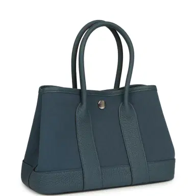 HERMÈS Hermes Garden Party Neo 23 Bleu Tempete Toile Officier and Negonda Palladium Hardware | Thumbnail 2 HERMÈS Hermes Garden Party Neo 23 Bleu Tempete Toile Officier and Negonda Palladium Hardware | Thumbnail 2