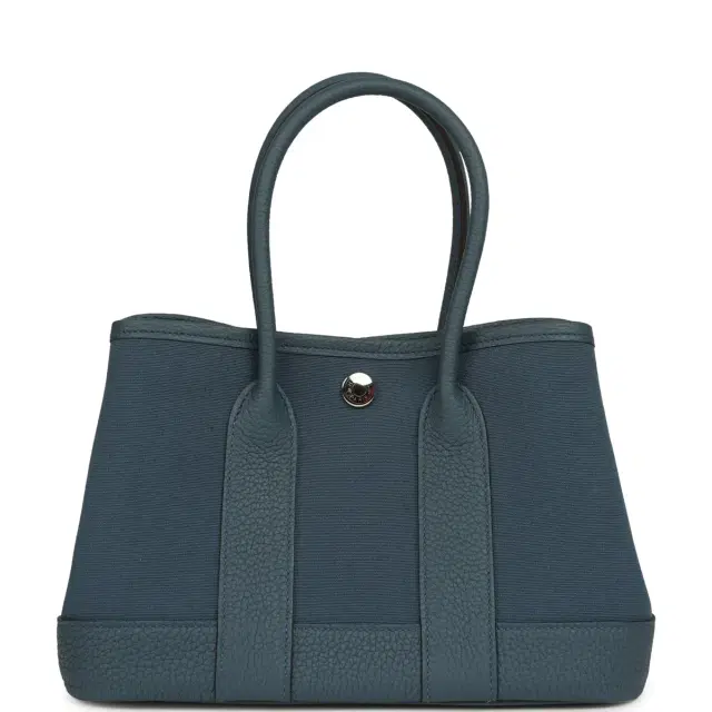 HERMÈS Hermes Garden Party Neo 23 Bleu Tempete Toile Officier and Negonda Palladium Hardware