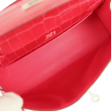 HERMÈS Hermes Kelly Pochette Rose Extreme Shiny Alligator Palladium Hardware | Thumbnail 8