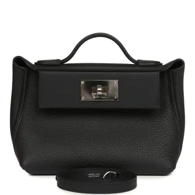 HERMÈS Hermes Mini 24/24 Bag Black Togo, Swift Palladium Hardware | Thumbnail 1 HERMÈS Hermes Mini 24/24 Bag Black Togo, Swift Palladium Hardware | Thumbnail 1
