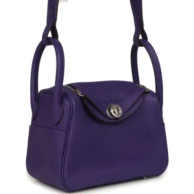 HERMÈS Hermes Mini Lindy II Purple Clemence Palladium Hardware | Thumbnail 2 HERMÈS Hermes Mini Lindy II Purple Clemence Palladium Hardware | Thumbnail 2