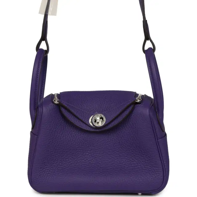 HERMÈS Hermes Mini Lindy II Purple Clemence Palladium Hardware