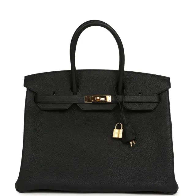 HERMÈS Pre-owned Hermes Birkin 35 Black Togo Gold Hardware