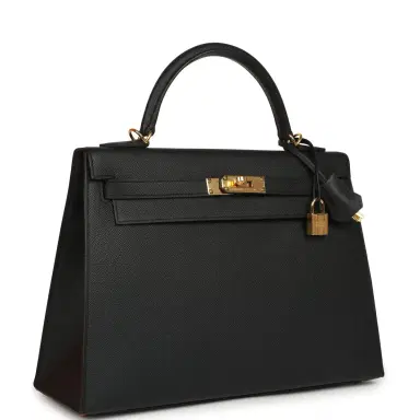 HERMÈS Pre-owned Hermes Kelly Sellier 32 Black Epsom Gold Hardware | Thumbnail 2