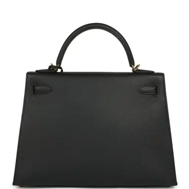 HERMÈS Pre-owned Hermes Kelly Sellier 32 Black Epsom Gold Hardware | Thumbnail 4