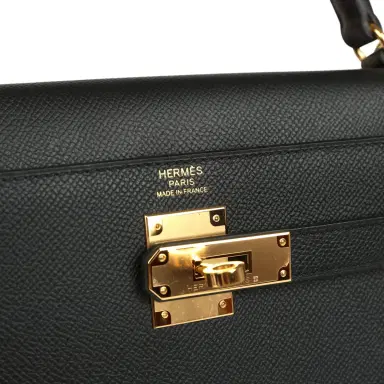 HERMÈS Pre-owned Hermes Kelly Sellier 32 Black Epsom Gold Hardware | Thumbnail 7