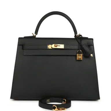 HERMÈS Pre-owned Hermes Kelly Sellier 32 Black Epsom Gold Hardware | Thumbnail 1