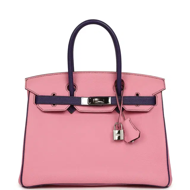 HERMÈS Pre-owned Hermes Special Order (HSS) Birkin 30 Bubblegum Pink, Iris Togo Palladium Hardware