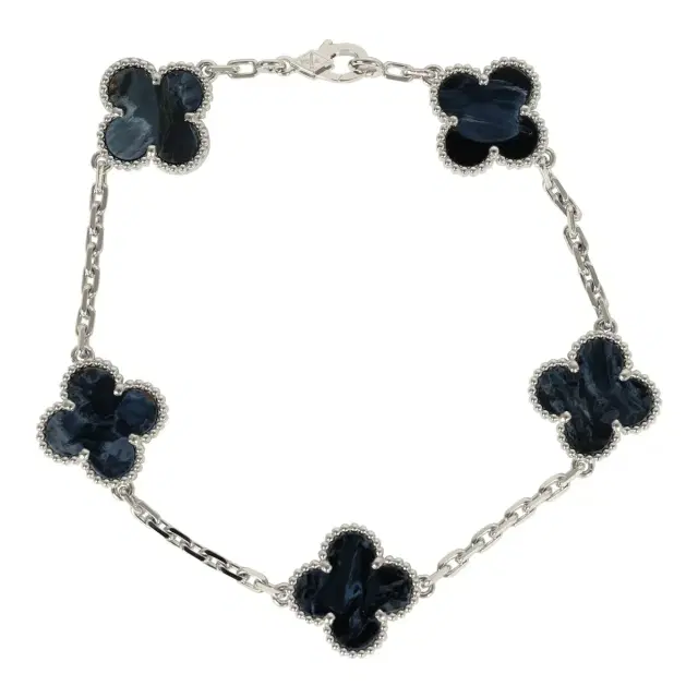 Van Cleef & Arpels Van Cleef & Arpels Vintage Alhambra 5 Motif Bracelet Pietersite 18K White Gold
