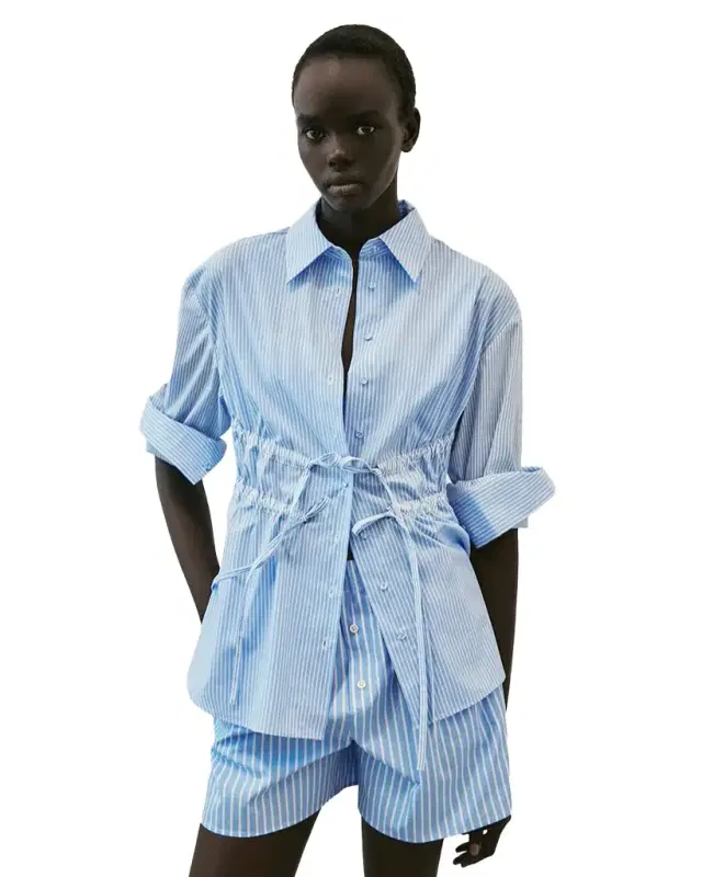 Aknvas The Marina cotton poplin shirt in mini stripes - final sale