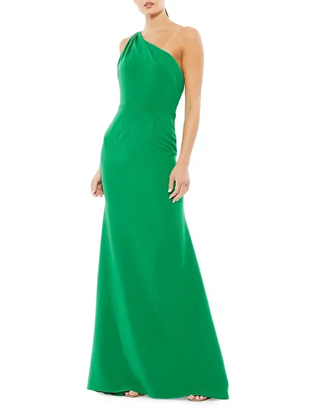 Mac Duggal Women's Ieena One-Shoulder Sheath Gown - Emerald