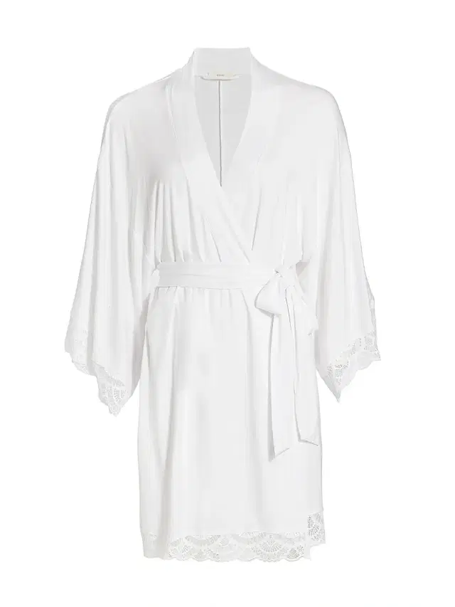 Eberjey Women's Mariana Modal Lace-Trim Robe - White