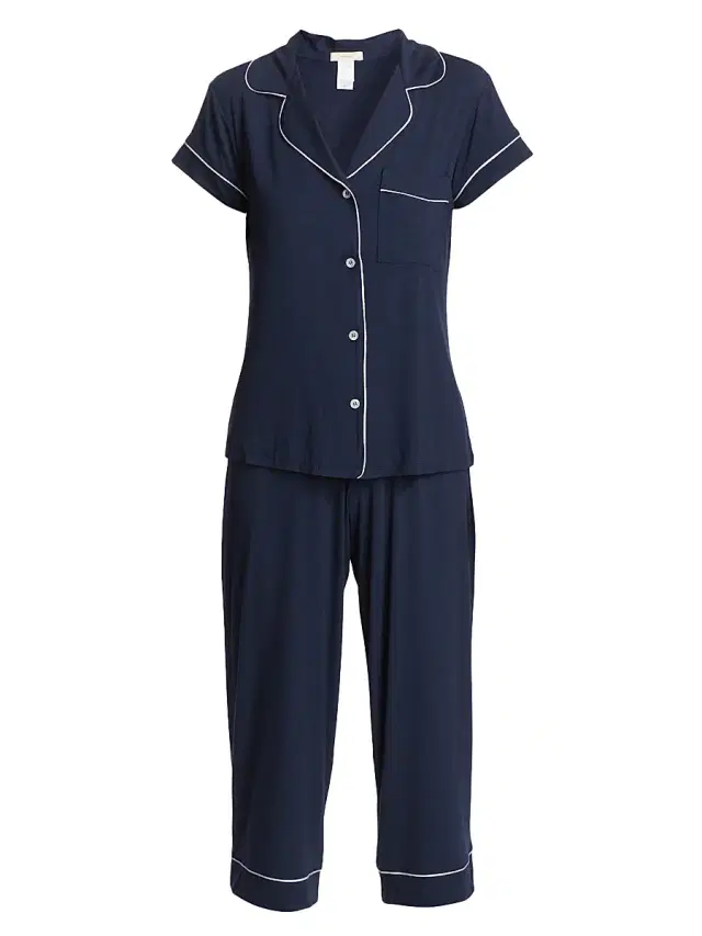 Eberjey Women's Gisele Cropped Pajama Set - Navy