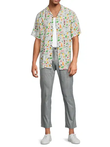 Tommy Bahama Men's Veracruz Cay Lemon Lounge Shirt - Foggy Dew | Thumbnail 2