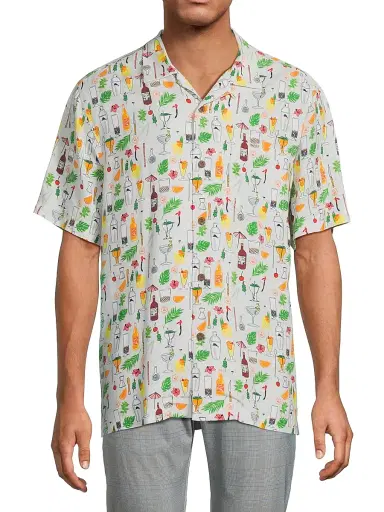 Tommy Bahama Men's Veracruz Cay Lemon Lounge Shirt - Foggy Dew | Thumbnail 3