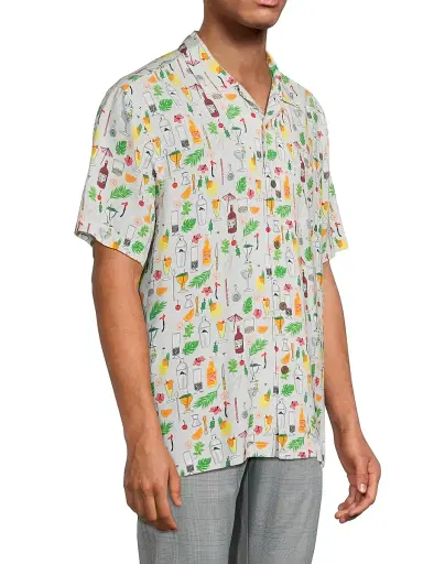 Tommy Bahama Men's Veracruz Cay Lemon Lounge Shirt - Foggy Dew | Thumbnail 4