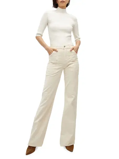Veronica Beard Women's Crosbie Corduroy Flared Pants - Ecru - Size 24 | Thumbnail 2 Veronica Beard Women's Crosbie Corduroy Flared Pants - Ecru - Size 24 | Thumbnail 2