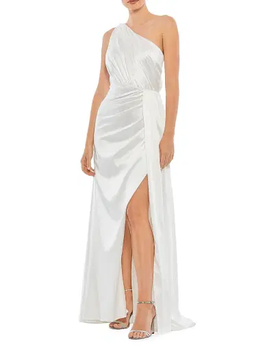 Mac Duggal Women's One-Shoulder Draped Satin Gown | Thumbnail 1 Mac Duggal Women's One-Shoulder Draped Satin Gown | Thumbnail 1