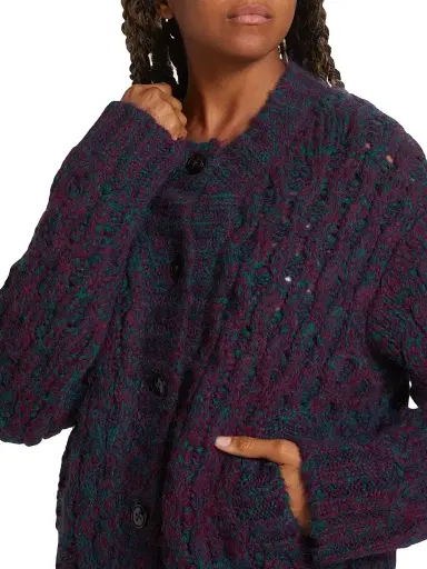 Re/done Women's '80s Chunky Crewneck Cardigan - Marled Plum | Thumbnail 6 Re/done Women's '80s Chunky Crewneck Cardigan - Marled Plum | Thumbnail 6