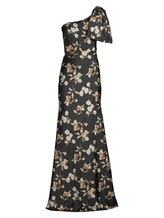 SACHIN BABI Women's Aubrey Floral One-Shoulder Mermaid Gown - Black Venetia Petal
