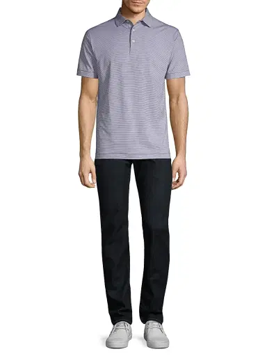 Peter Millar Men's Jubilee Pinstripe Polo - Cottage Blue | Thumbnail 2