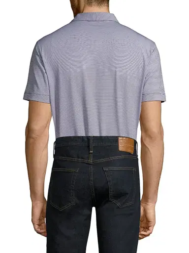 Peter Millar Men's Jubilee Pinstripe Polo - Cottage Blue | Thumbnail 5