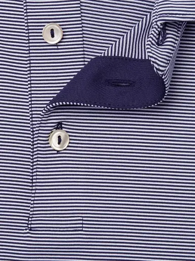 Peter Millar Men's Jubilee Pinstripe Polo - Cottage Blue | Thumbnail 6