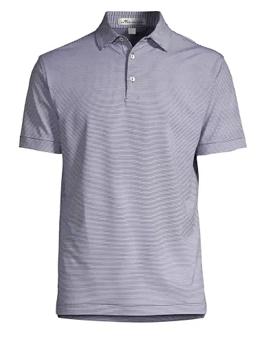 Peter Millar Men's Jubilee Pinstripe Polo - Cottage Blue | Thumbnail 7