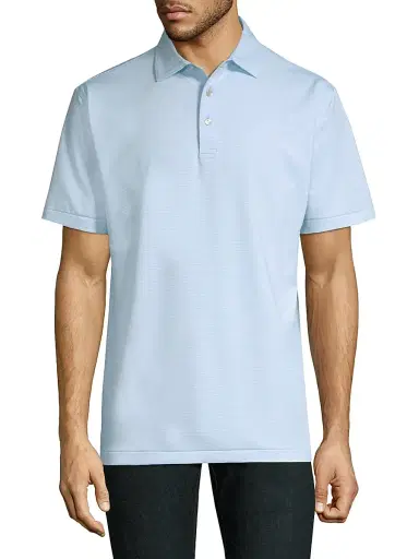 Peter Millar Men's Jubilee Pinstripe Polo - Cottage Blue | Thumbnail 1
