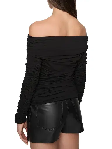Rebecca Minkoff Women's Maria Ruched Stretch-Cotton Off-The-Shoulder Top | Thumbnail 3 Rebecca Minkoff Women's Maria Ruched Stretch-Cotton Off-The-Shoulder Top | Thumbnail 3