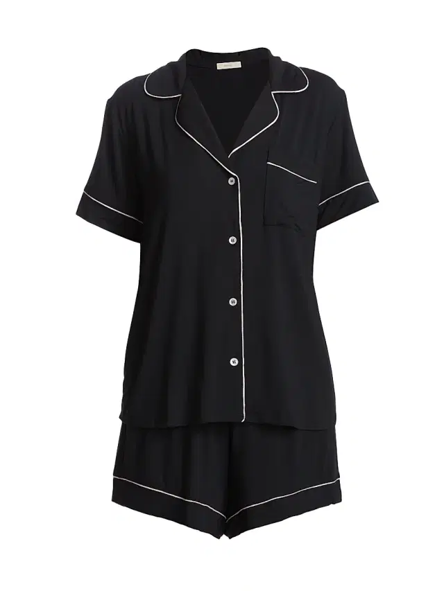 Eberjey Women's Gisele Relaxed 2-Piece Pajama Set - Black Sorbet Pink