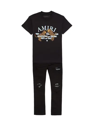 Amiri Little Kid's & Kid's Arts District Leopard T-Shirt - Black | Thumbnail 2