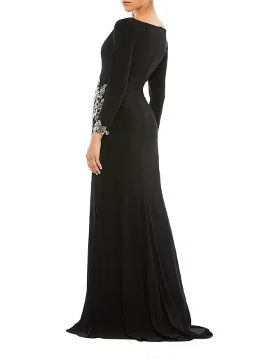 Mac Duggal Women's Jersey Embellished Long-Sleeve Gown | Thumbnail 2 Mac Duggal Women's Jersey Embellished Long-Sleeve Gown | Thumbnail 2