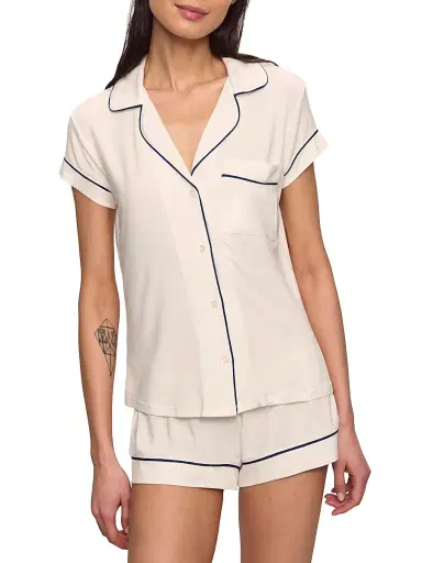 Eberjey Women's Gisele 2-Piece Shortie Pajama Set - Ivory - Size XL | Thumbnail 3