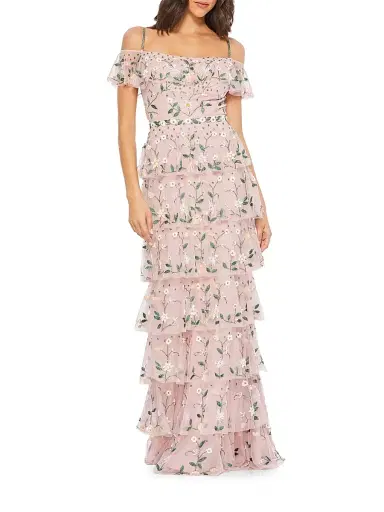 Mac Duggal Women's Tiered Bead-Embellished Gown | Thumbnail 1 Mac Duggal Women's Tiered Bead-Embellished Gown | Thumbnail 1