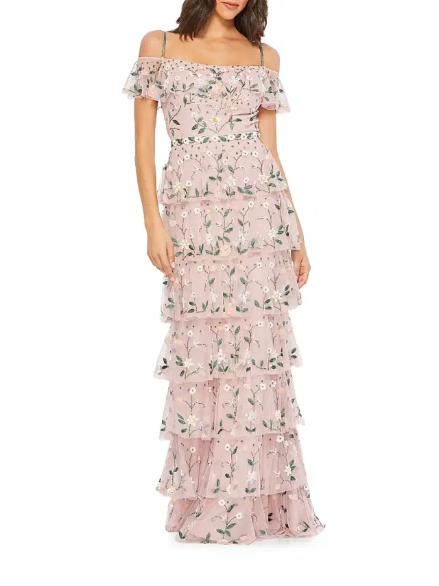 Mac Duggal Women's Tiered Bead-Embellished Gown - Mauve
