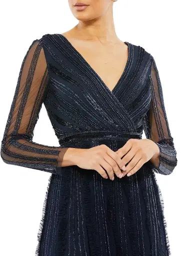 Mac Duggal Women's Sequined & Beaded A-Line Gown - Midnight - Size 14 | Thumbnail 3 Mac Duggal Women's Sequined & Beaded A-Line Gown - Midnight - Size 14 | Thumbnail 3