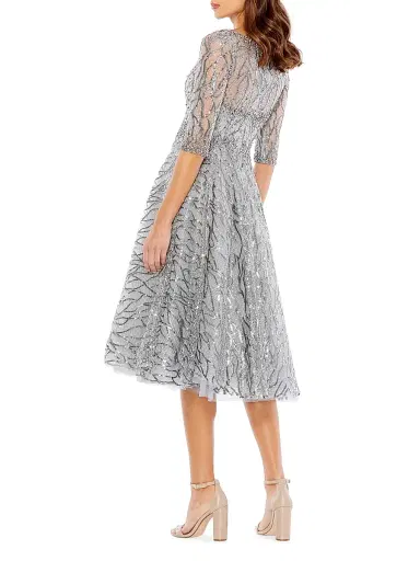 Mac Duggal Women's Sequined Fit-&-Flare Midi-Dress | Thumbnail 2 Mac Duggal Women's Sequined Fit-&-Flare Midi-Dress | Thumbnail 2