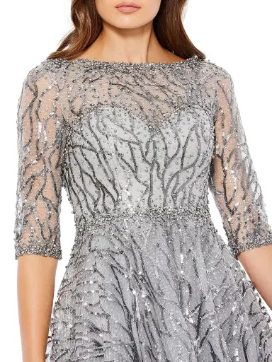 Mac Duggal Women's Sequined Fit-&-Flare Midi-Dress | Thumbnail 4 Mac Duggal Women's Sequined Fit-&-Flare Midi-Dress | Thumbnail 4