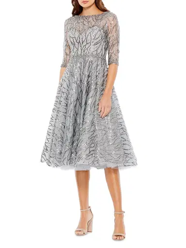 Mac Duggal Women's Sequined Fit-&-Flare Midi-Dress | Thumbnail 1 Mac Duggal Women's Sequined Fit-&-Flare Midi-Dress | Thumbnail 1