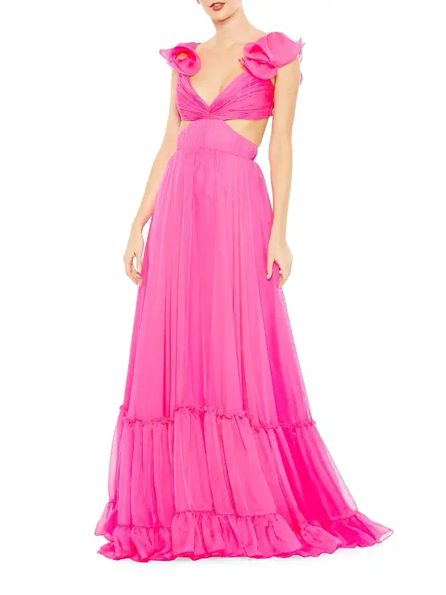 Mac Duggal Women's Ieena Chiffon Empire-Waist Gown - Hot Pink