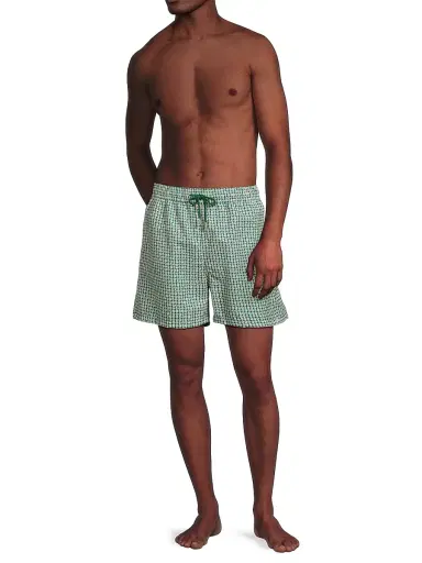 SIMKHAI Men's Lowell Swim Shorts - Kelly Green Foulard Print | Thumbnail 2