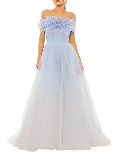 Mac Duggal Women's Strapless Feather & Tulle Gown - Black Ombre - Size 4 | Thumbnail 2