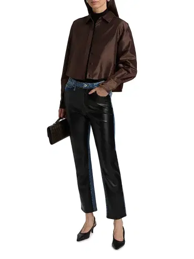Jonathan Simkhai Standard Women's River Mixed-Media High-Rise Straight-Leg Jeans | Thumbnail 2 Jonathan Simkhai Standard Women's River Mixed-Media High-Rise Straight-Leg Jeans | Thumbnail 2