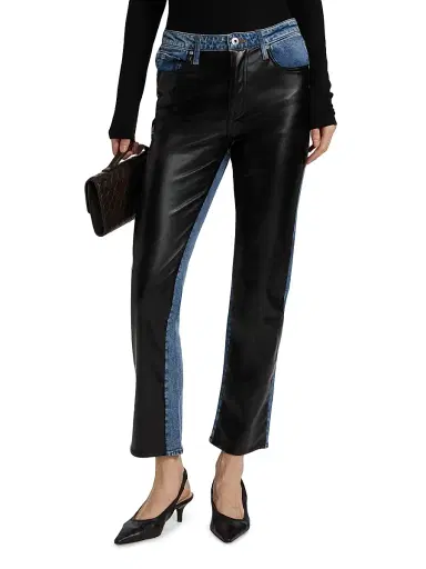 Jonathan Simkhai Standard Women's River Mixed-Media High-Rise Straight-Leg Jeans | Thumbnail 3 Jonathan Simkhai Standard Women's River Mixed-Media High-Rise Straight-Leg Jeans | Thumbnail 3