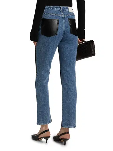 Jonathan Simkhai Standard Women's River Mixed-Media High-Rise Straight-Leg Jeans | Thumbnail 5 Jonathan Simkhai Standard Women's River Mixed-Media High-Rise Straight-Leg Jeans | Thumbnail 5
