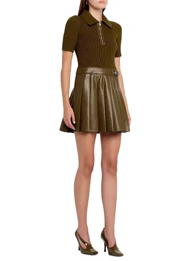 SIMKHAI Women's Linnie Faux-Leather Mixed-Media Minidress - Alligator | Thumbnail 2